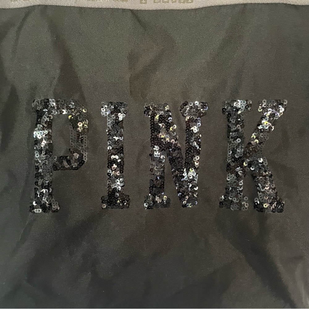 Victoria's Secret Pink Black Bling Sequin Tote Bag - Picture 5 of 9